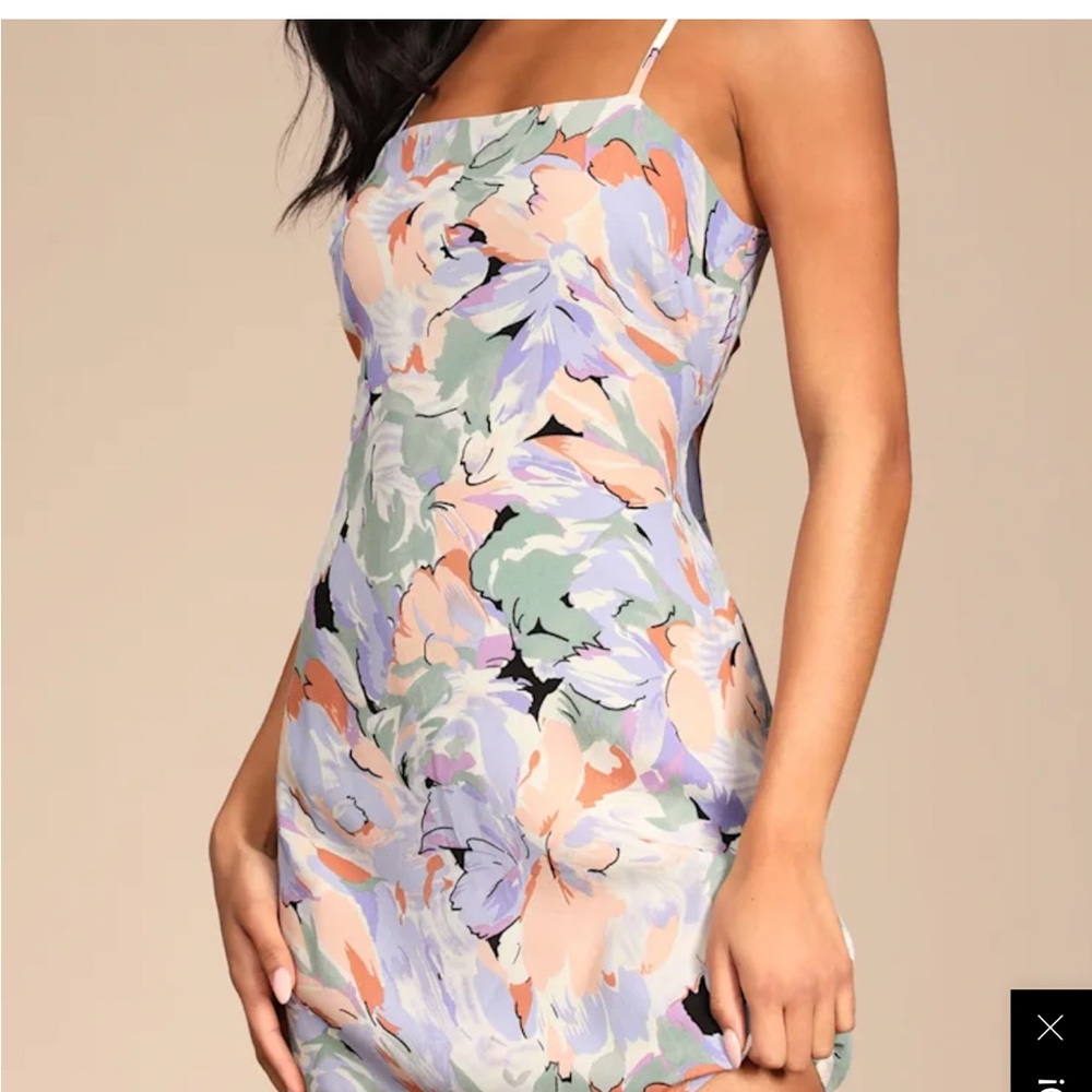 Lulus Impressions of Love Multi Floral Print Tie-Back Mini Dress